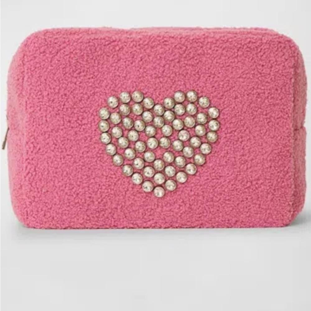 BTB Los Angeles Heart Crystal Cosmetic Bag NWT
